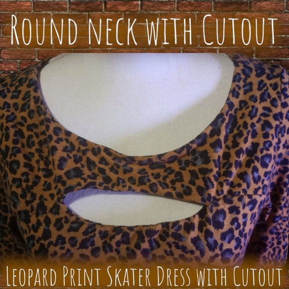 Leopard Print Skater Dress w'Cut Out - Picture 5 of 10